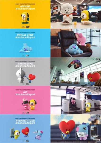 Incheon Airport x BT21: Eight Delights of Transfer Anime Poster